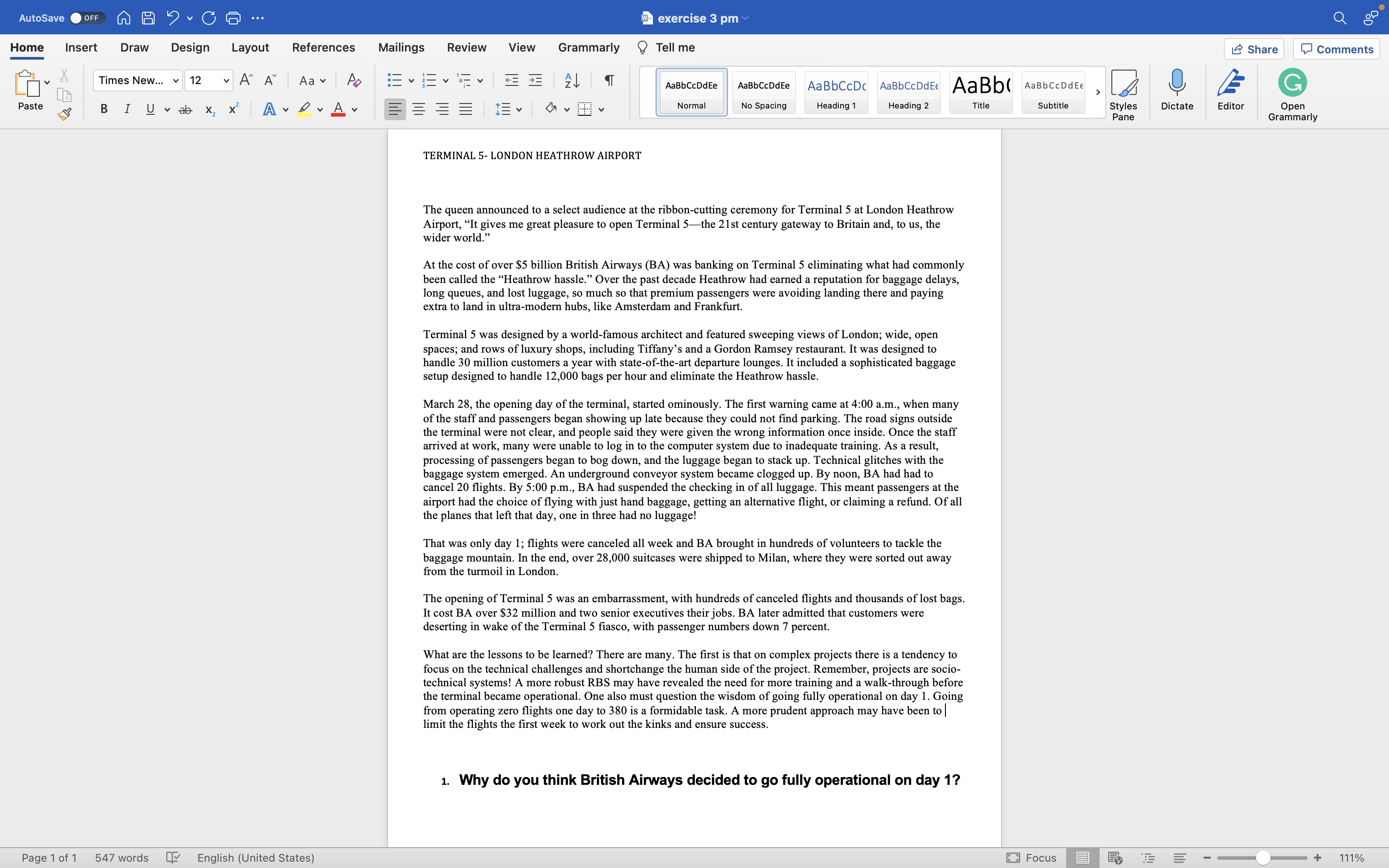 aIu ' SHE)?\" El Design Layout References exerclse 3 pm Mailings Review