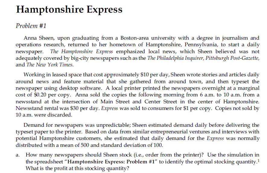 Hi. I am working on the Hamptonshire Express problem attached. I submitted