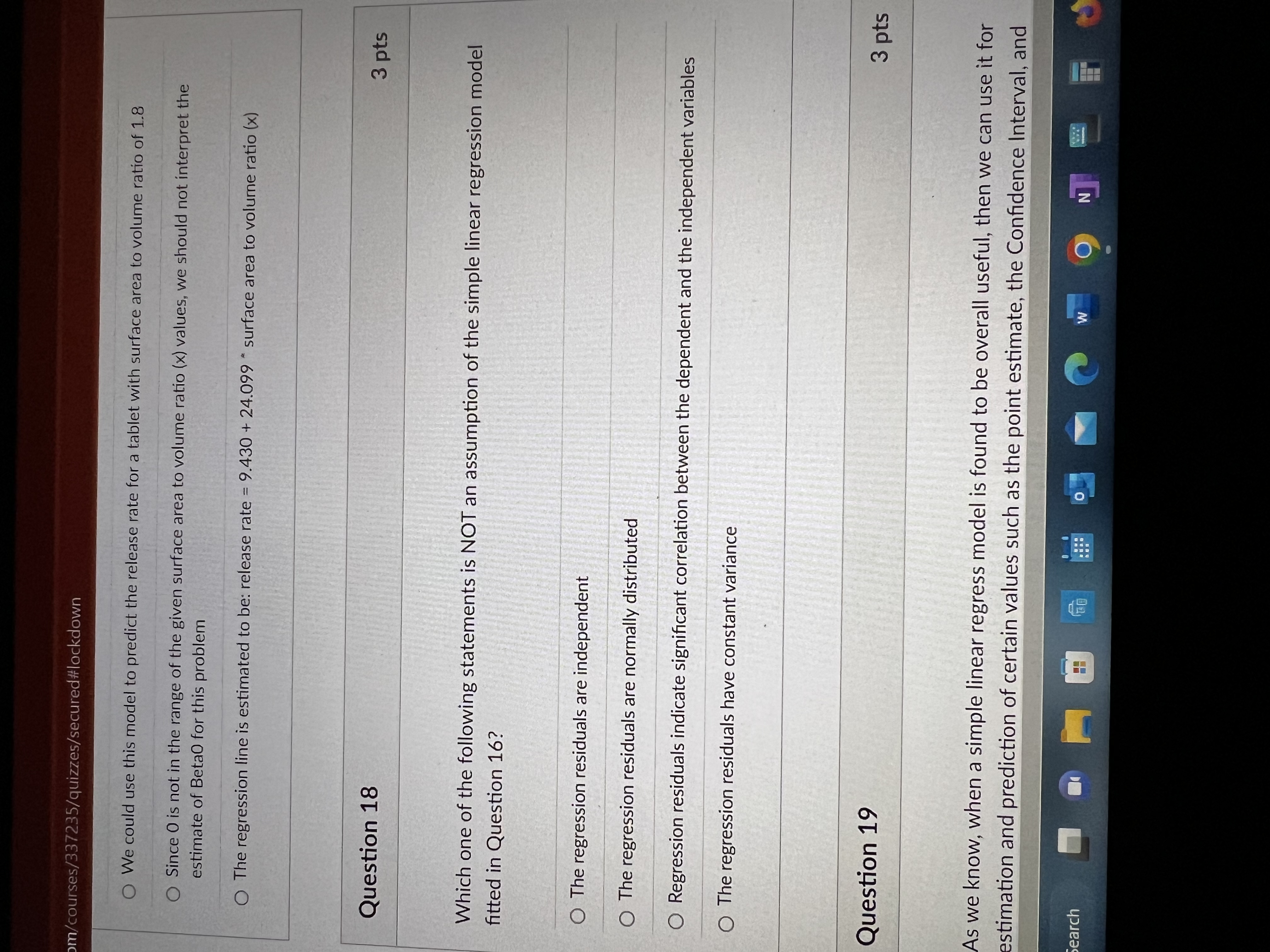 = 9.430 + 24.099 * surface area to volume ratio (x) Question