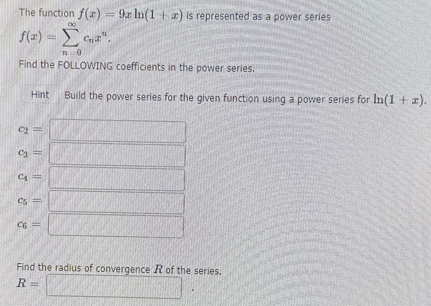 9xln The function f(2) - 92 In(1 | :) is represented as