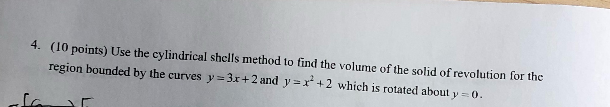 Math Calculus - rotations about the x axis - 4. (10 points)