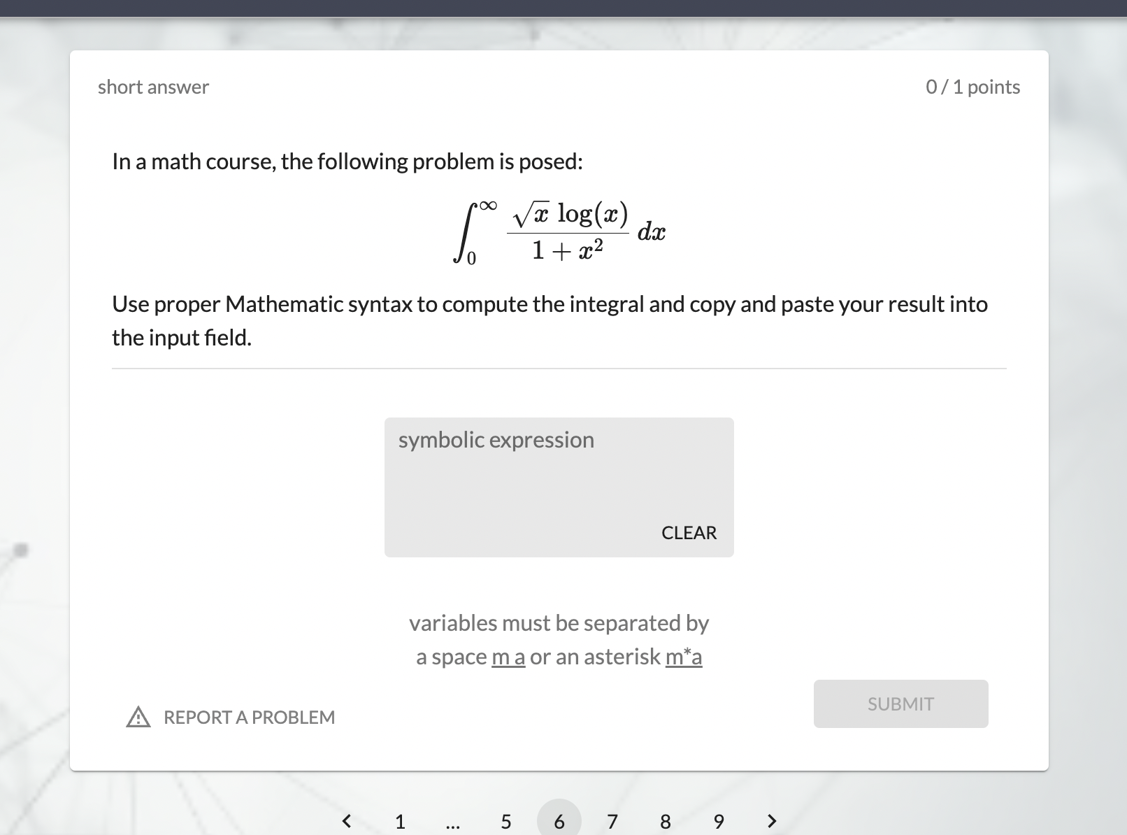 points In a math course, the following problem is posed: f\" x/E
