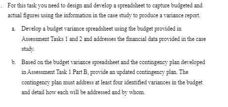  For this task you need to design and develop a spreadsheet