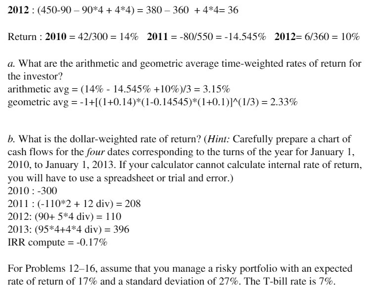 36 Return : 2010 = 421300 = 14% 2011 = 301550 =