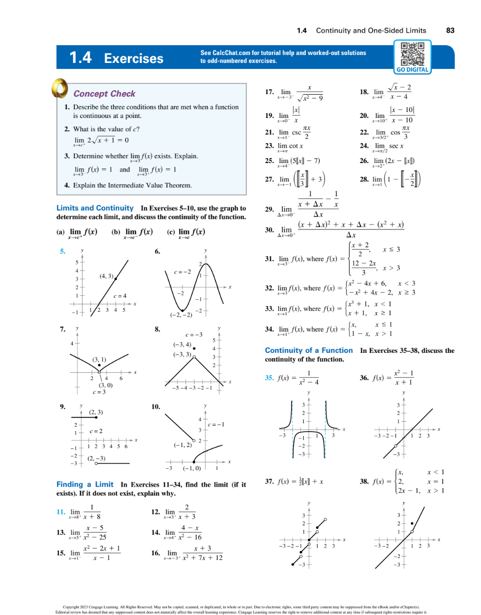 66. 84 Chapter 1 Limits and Their Properties Continuity on a Closed