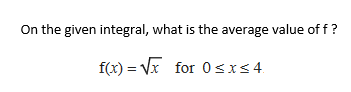 On the given integral, what is the average value of f ?