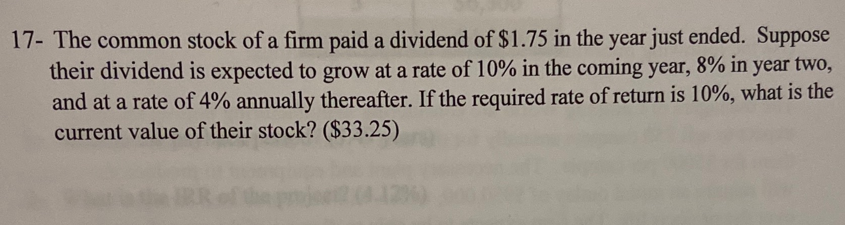 Explain in the simplest terms possible. 17- The common stock of a