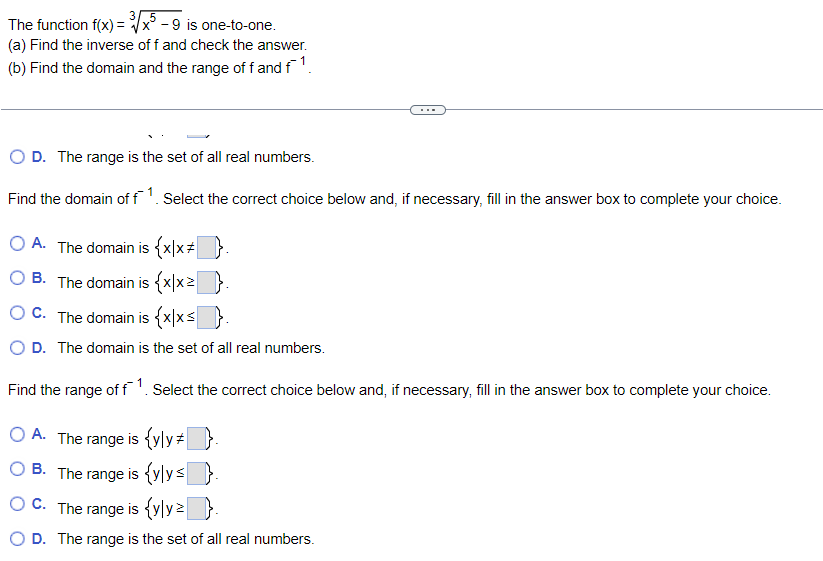 inverse of f and check the answer. (b) Find the domain and