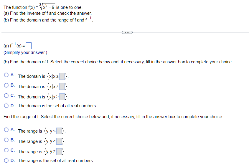the range of f and f (a)f (x) = (Simplify your answer.)