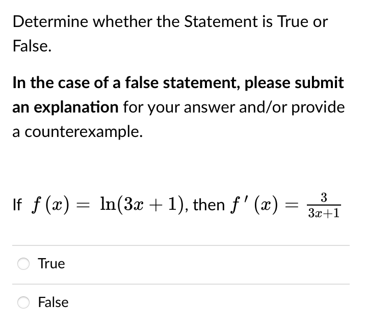 of a false statement, please submit an explanation for your answer and/or