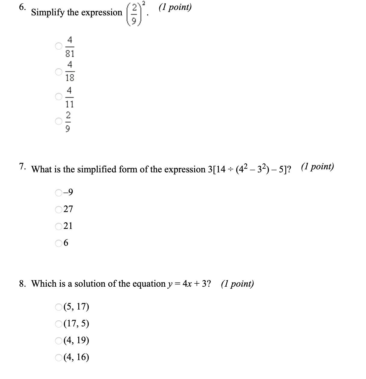 more than x (1 point) and 6? 4o+ 6a+4) 6+g+g 6a+4) 4.