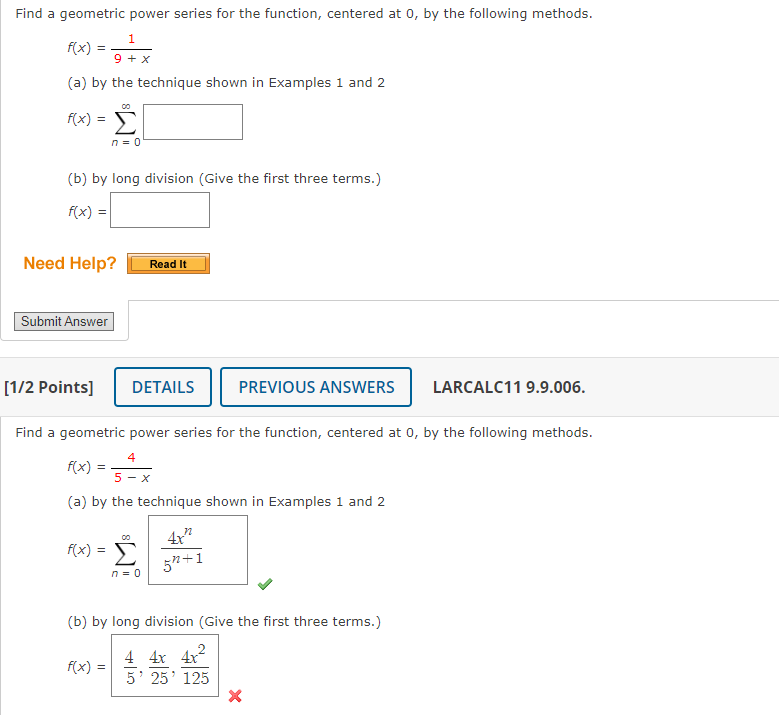 by the following methods. f(x) = 1 9+x (a) by the technique