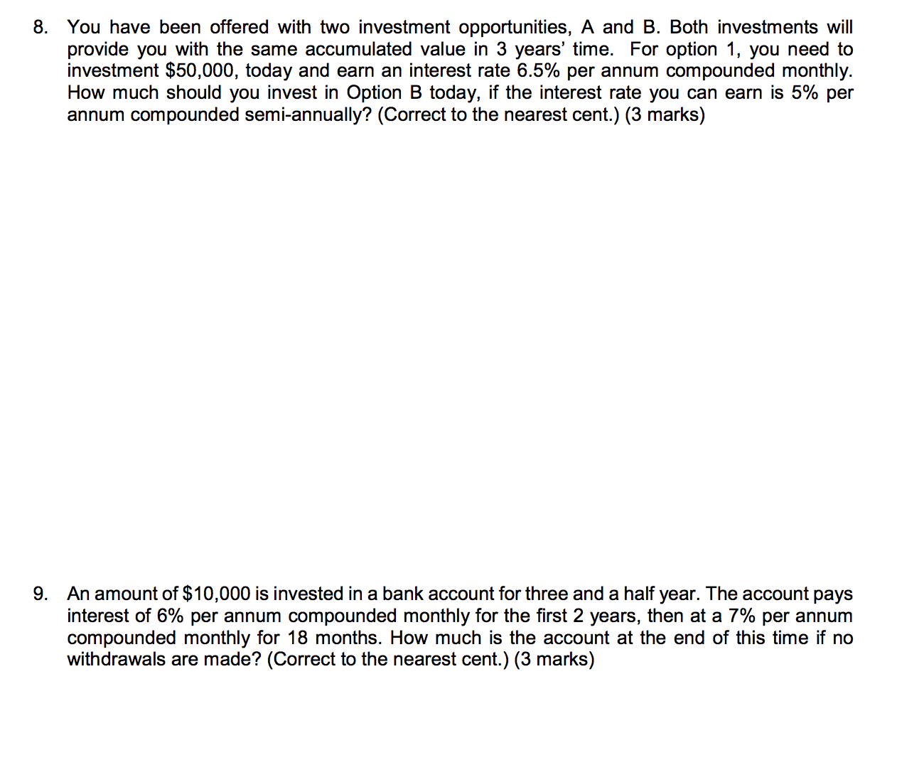  Hello admin, i have some questions from Finance 1a please help