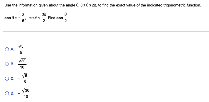  Use the information given about the angle 0, 0 0 2x,