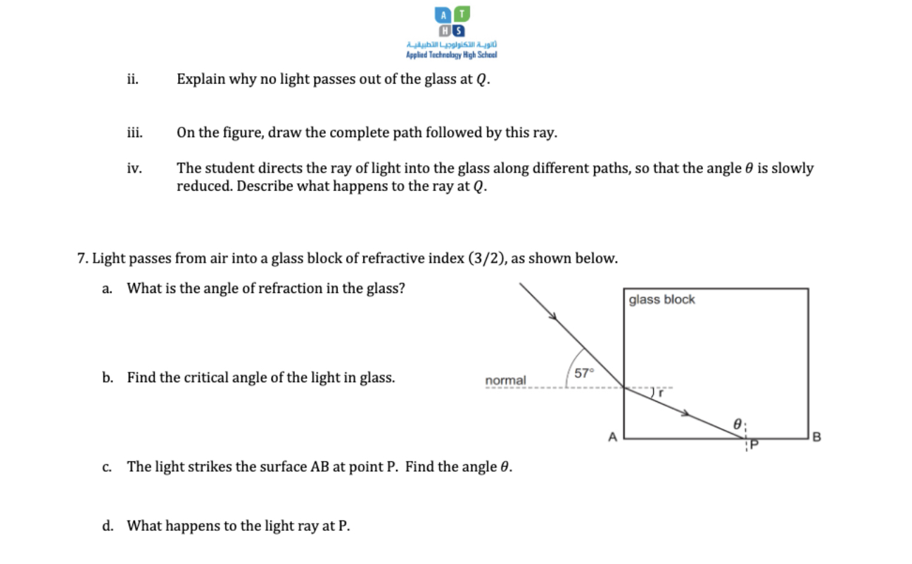 Is angle of incidence which angle of refraction of 90 degrees b.