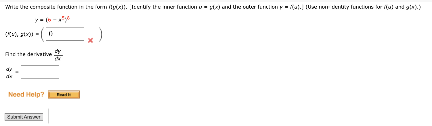  Write the composite function in the form f(g(x)). [Identify the inner
