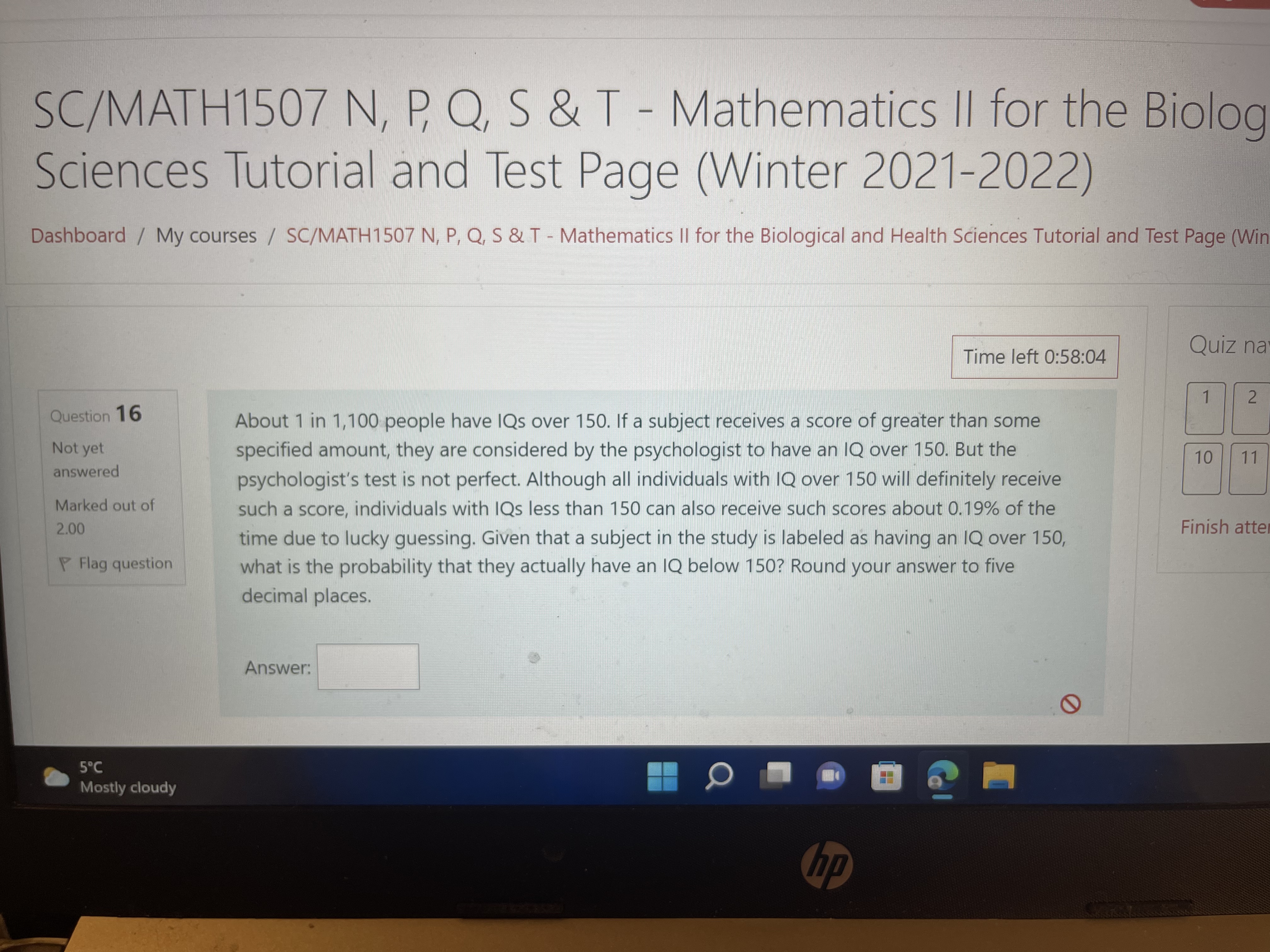 SC/MATH1507 N, P, Q, S & T - Mathematics ll for the