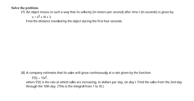 Please help , show work if possible Solve the problem. 27} An