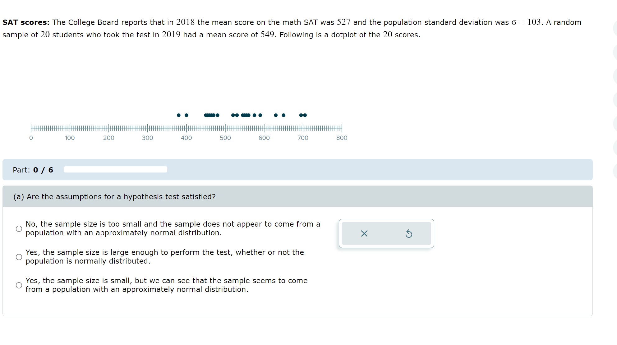 was 0 :103. A random sample of 20 students who took the
