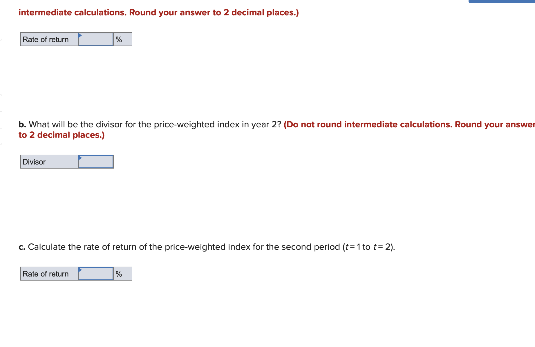 the following table. Pt represents price at time t, and or represents
