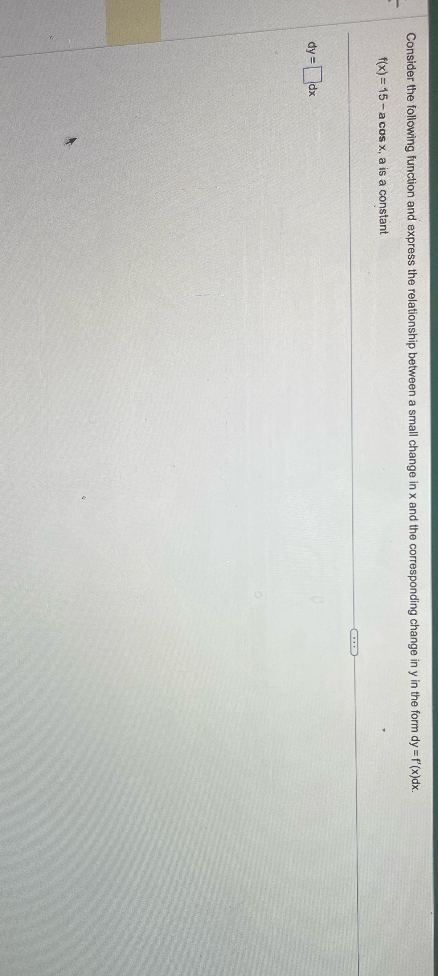  Consider the following function and express the relationship between a small