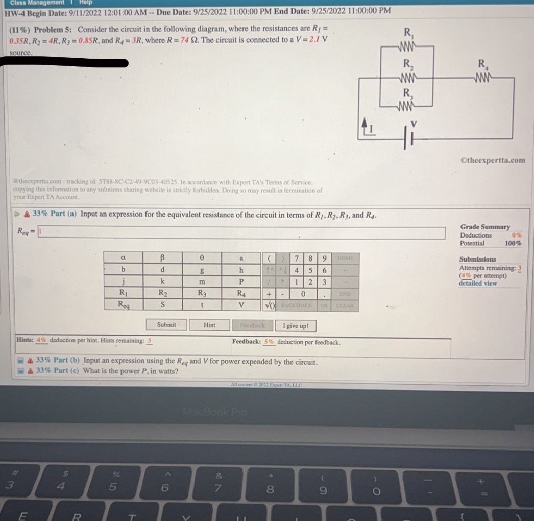 Please answer all three parts Class HW-4 Begin Date: 9/11/2022 12:01:00 AM