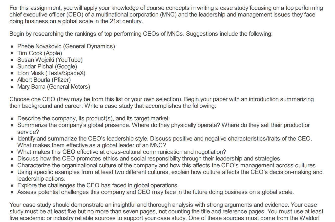  For this assignment, you will apply your knowledge of course concepts