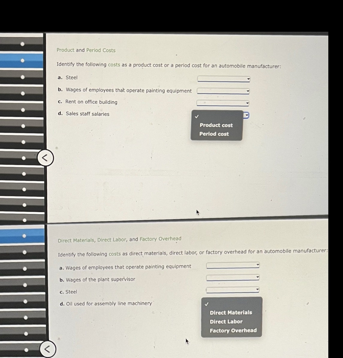 Please help with question 1 part a through d and question 2