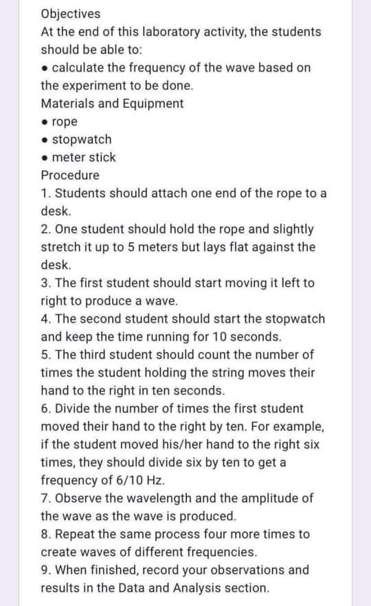 points 1. What did you notice to the wave as the number