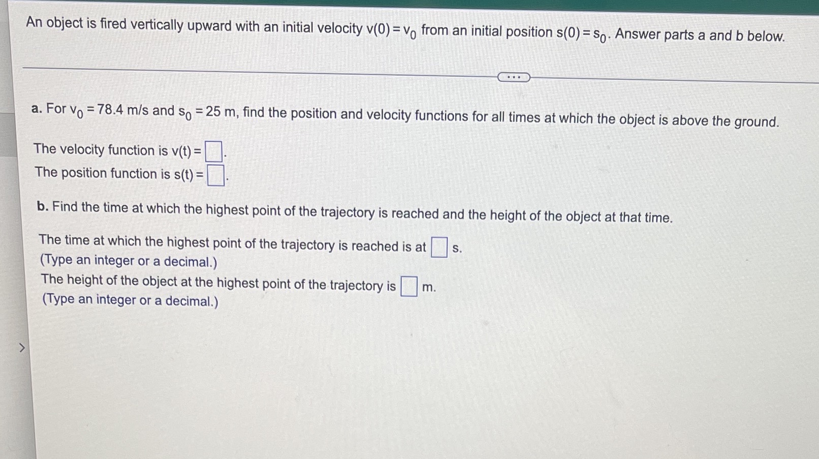 Solve it for me please An object is fired vertically upward with