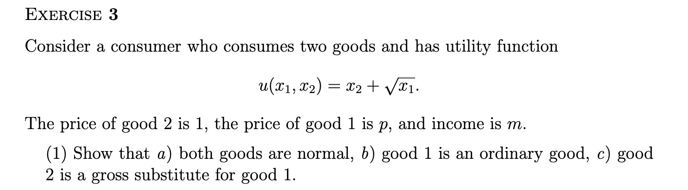 utility function \"(3311172) = 172 + 131- The price of good 2
