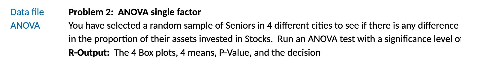 a random sample of Seniors in 4 different cities to see if