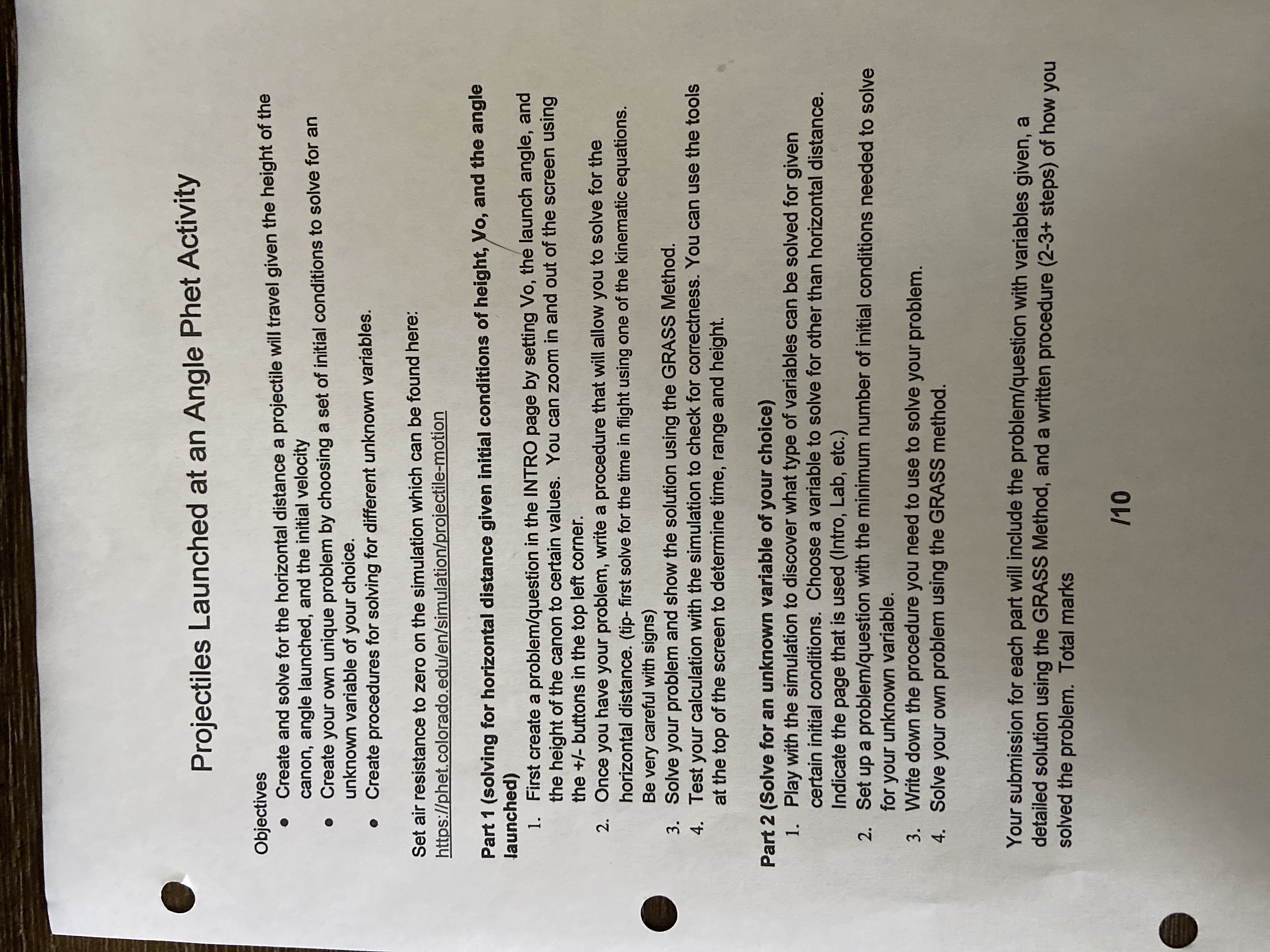 solve for the horizontal distance a projectile will travel given the height