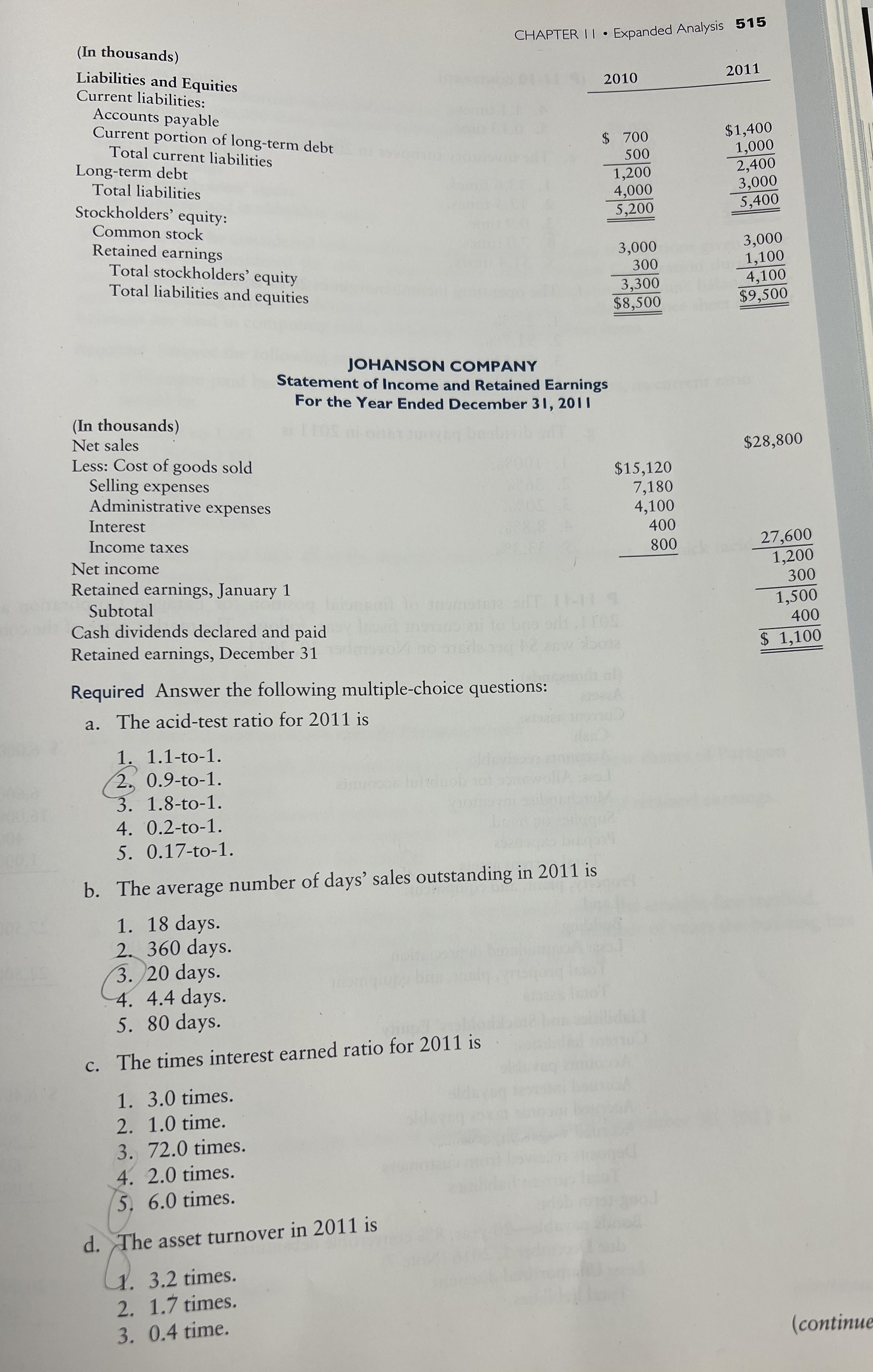 Statement of Financial Position December 31, 2010 and 201 1 2010 2011