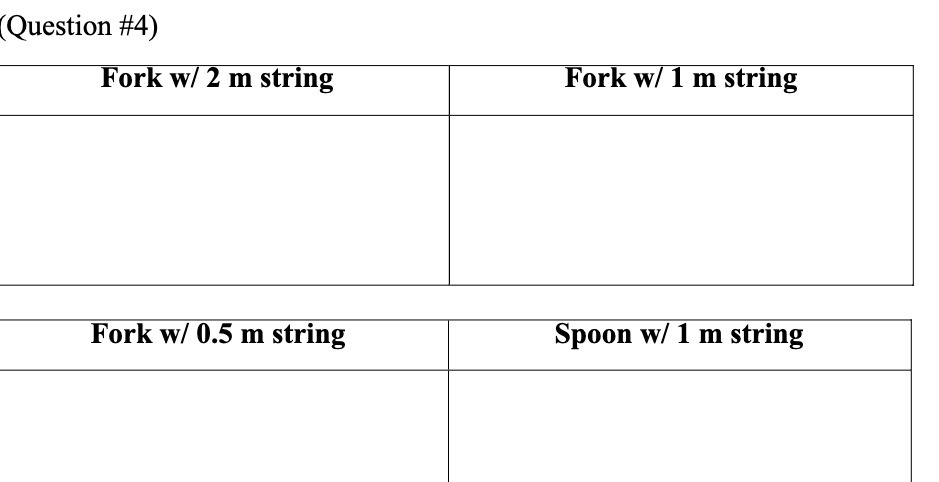 [Question #4) Fork w! 2 m string Fork w! 1 In
