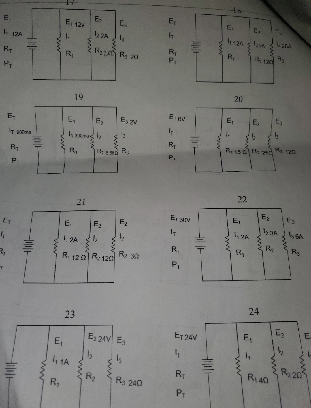 using a calculator and find the missing values 18 ET E1 E2
