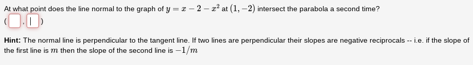 Please help with explanation! At what point does the line normal to