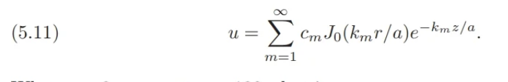 (5.11) for the steady-state temperature in a solid semi-infinite cylinder when u