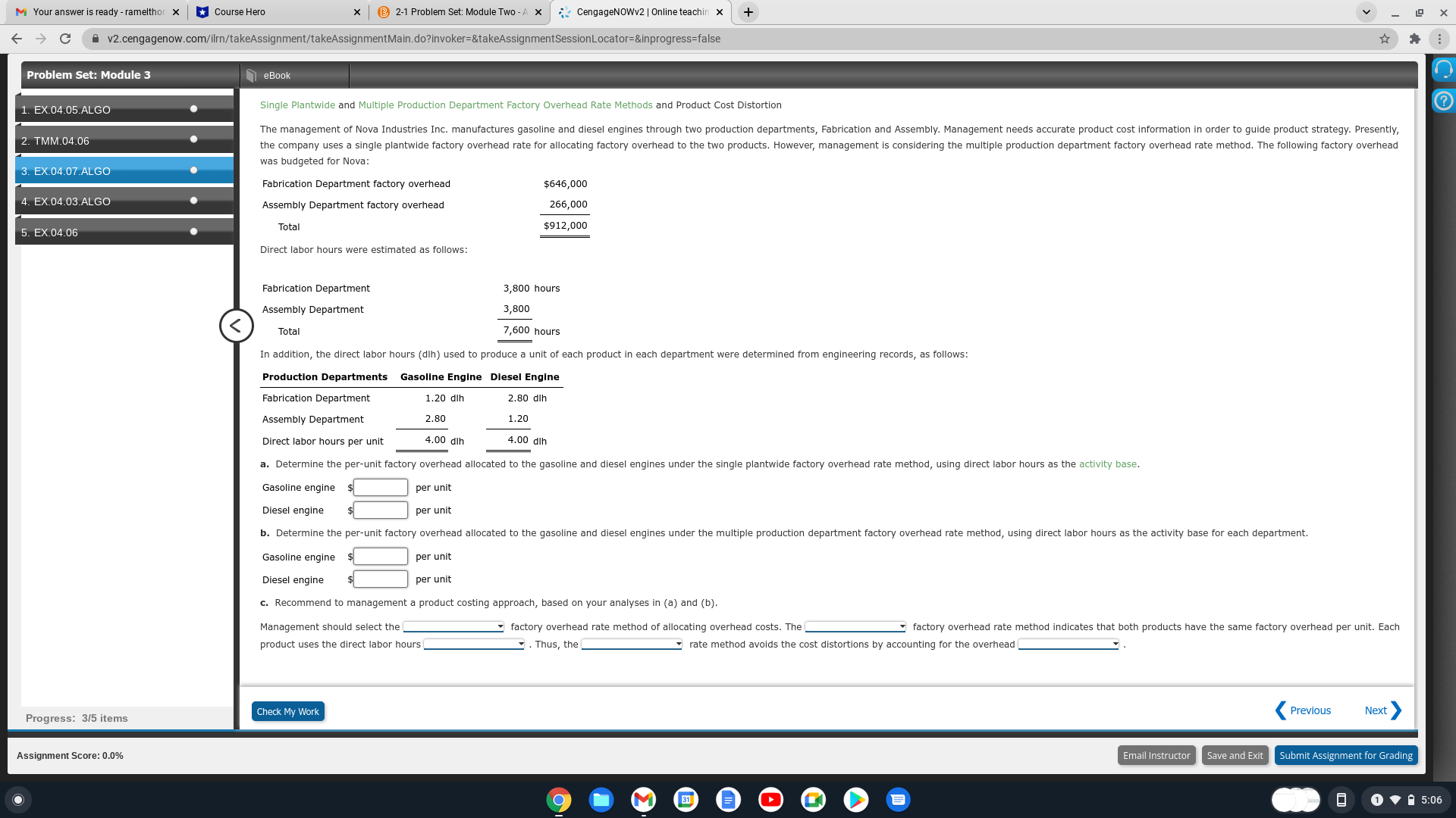 B 2-1 Problem Set: Module Two - A x CengageNOWv2 | Online