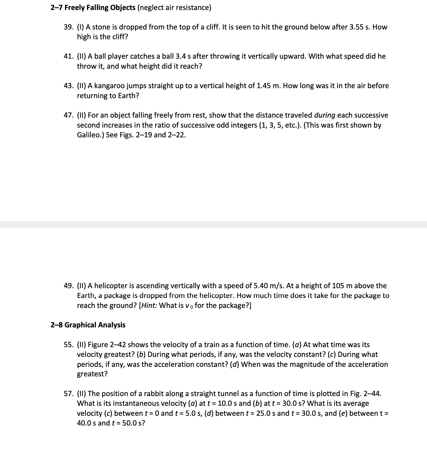 Please ty.pe or wri.te clearly 27 Freely Falling Objects (neglect air resistance)