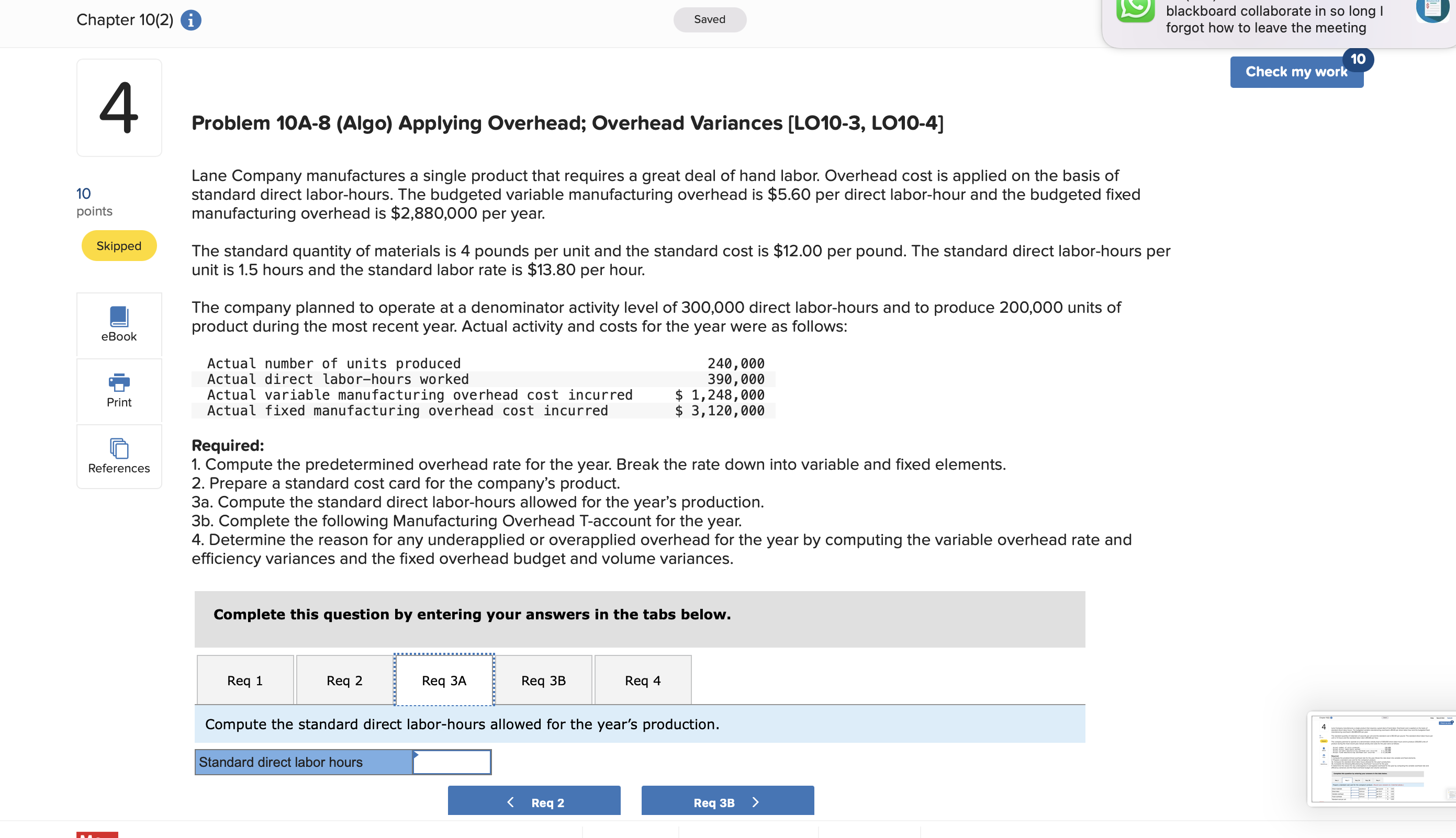 relating to a single 10_ backpack are given below: points Standard Quantity