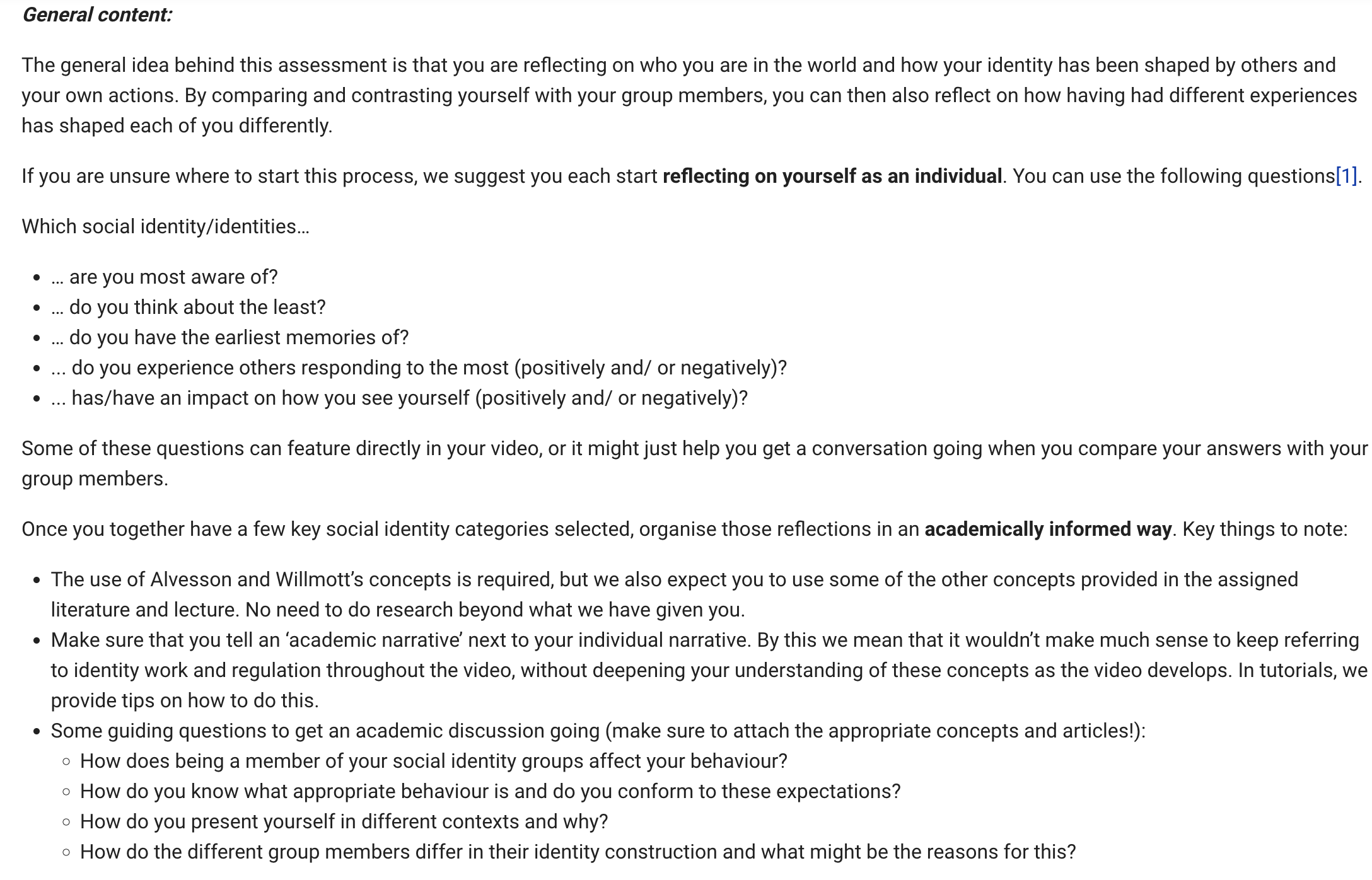  General content: The general idea behind this assessment is that you