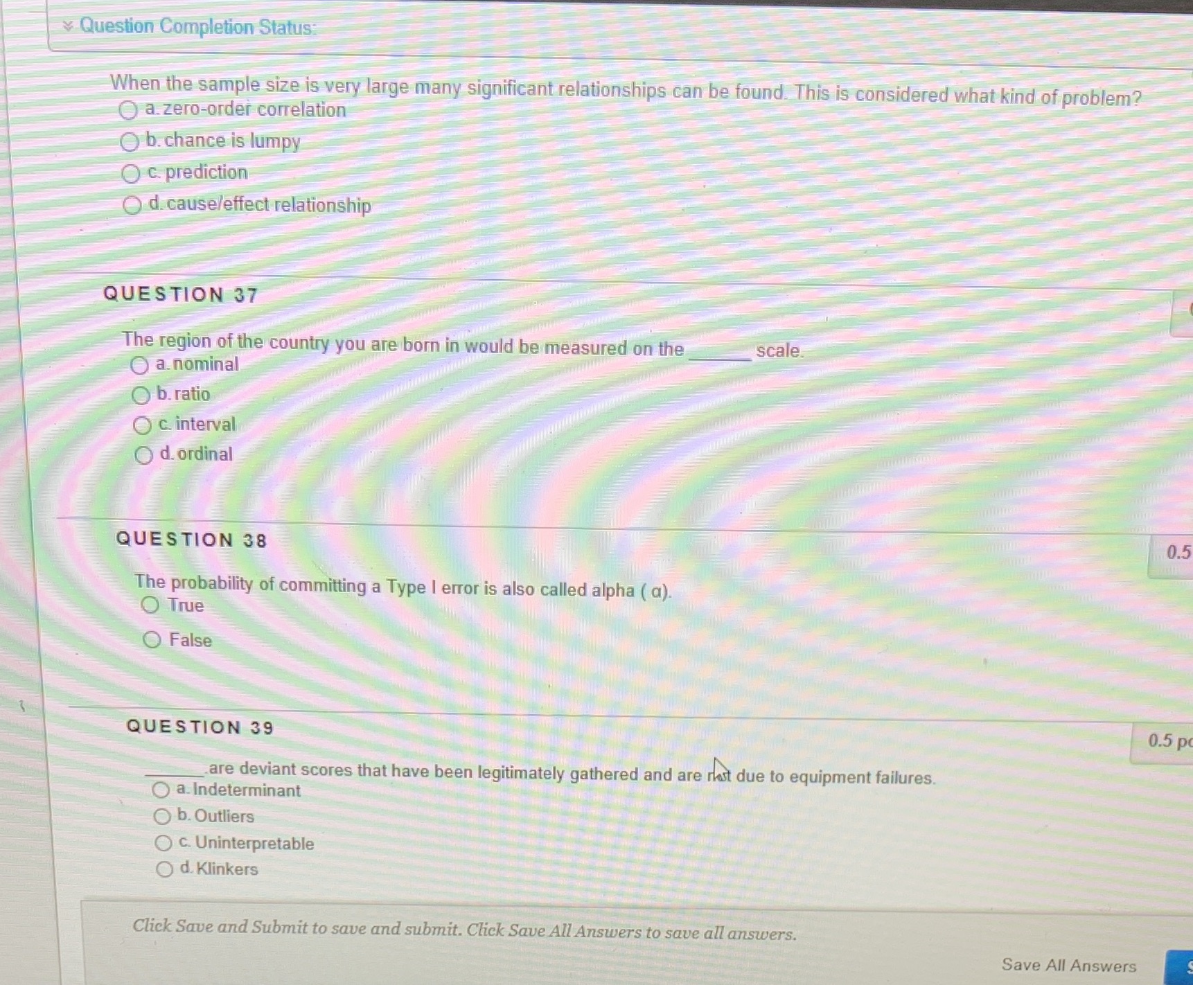 significant relationships can be found. This is considered what kind of problem?