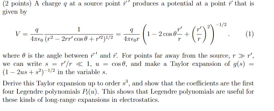 a potential at a point r that is given by 2 -1/2