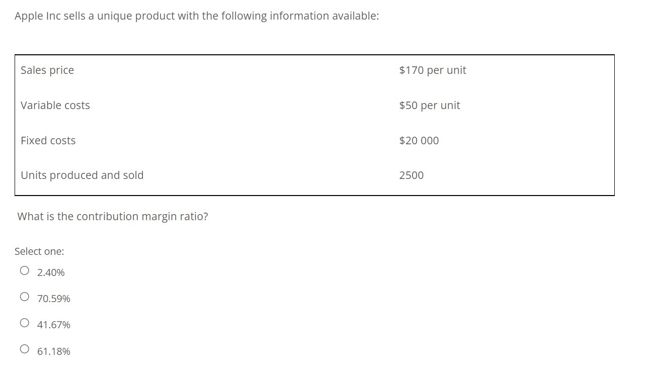 1) An example of qualitative data is:Select one:Product costNet incomeOperating costs2)The decision