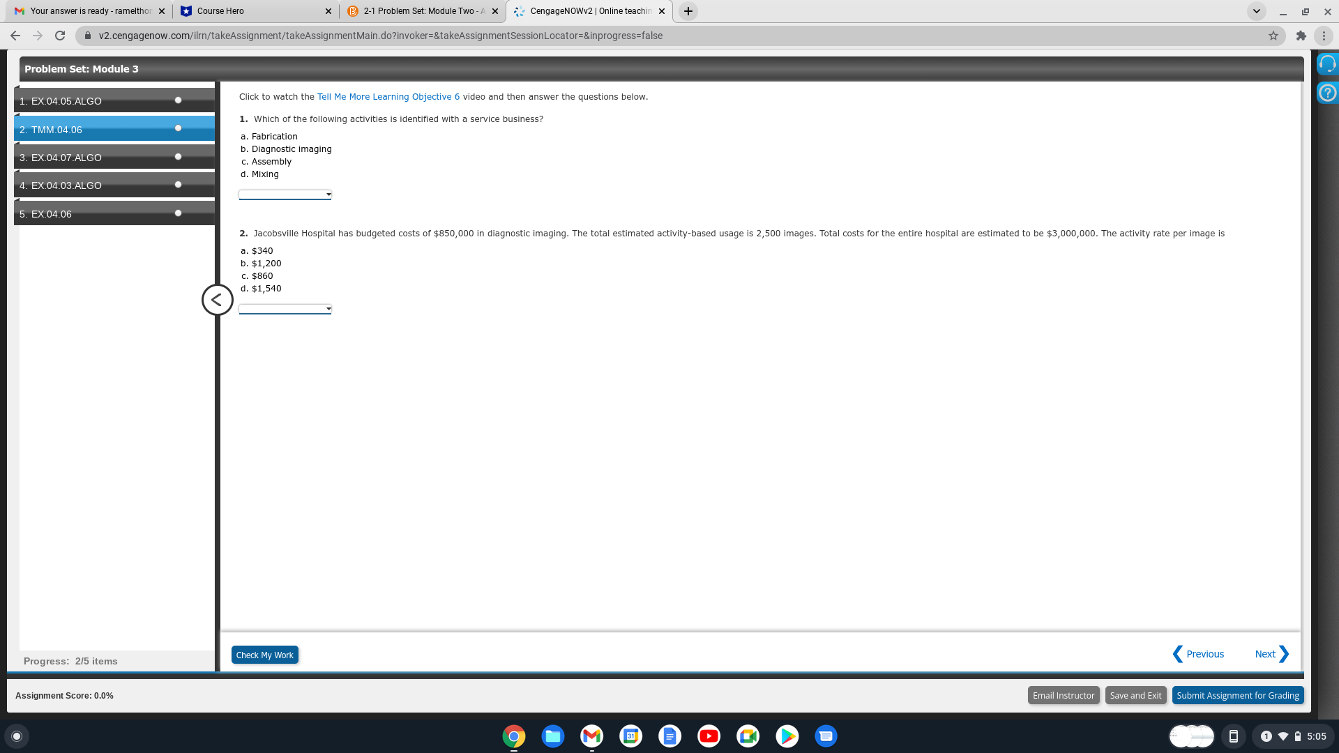 B 2-1 Problem Set: Module Two - A x CengageNOWv2 | Online