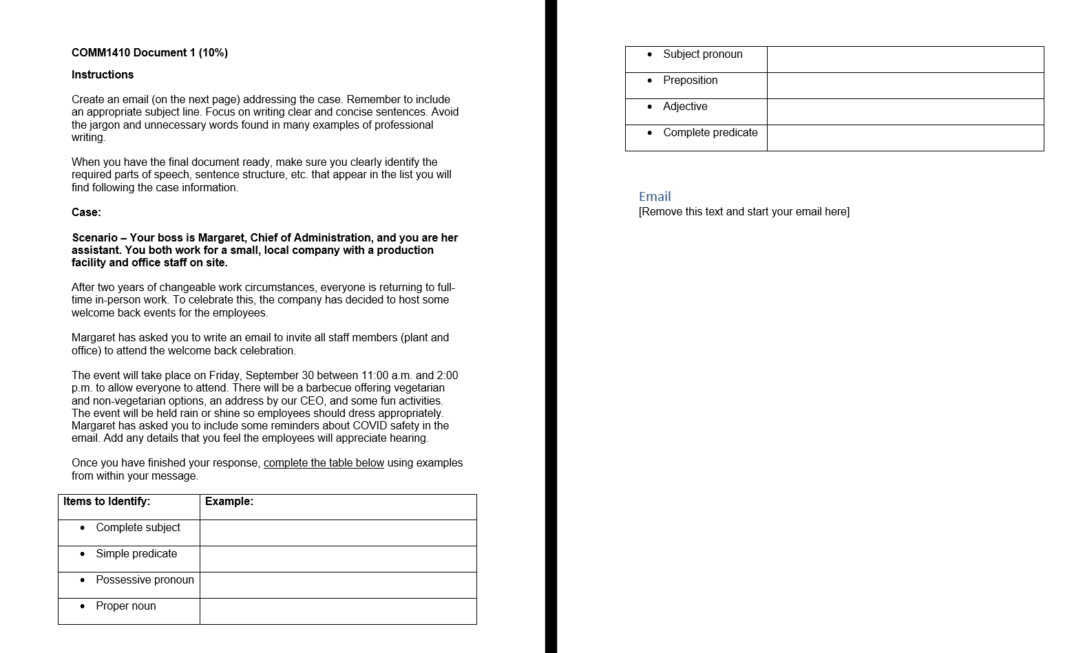  COMM141O Document 1 [10%) Instructions Create an email (on the next