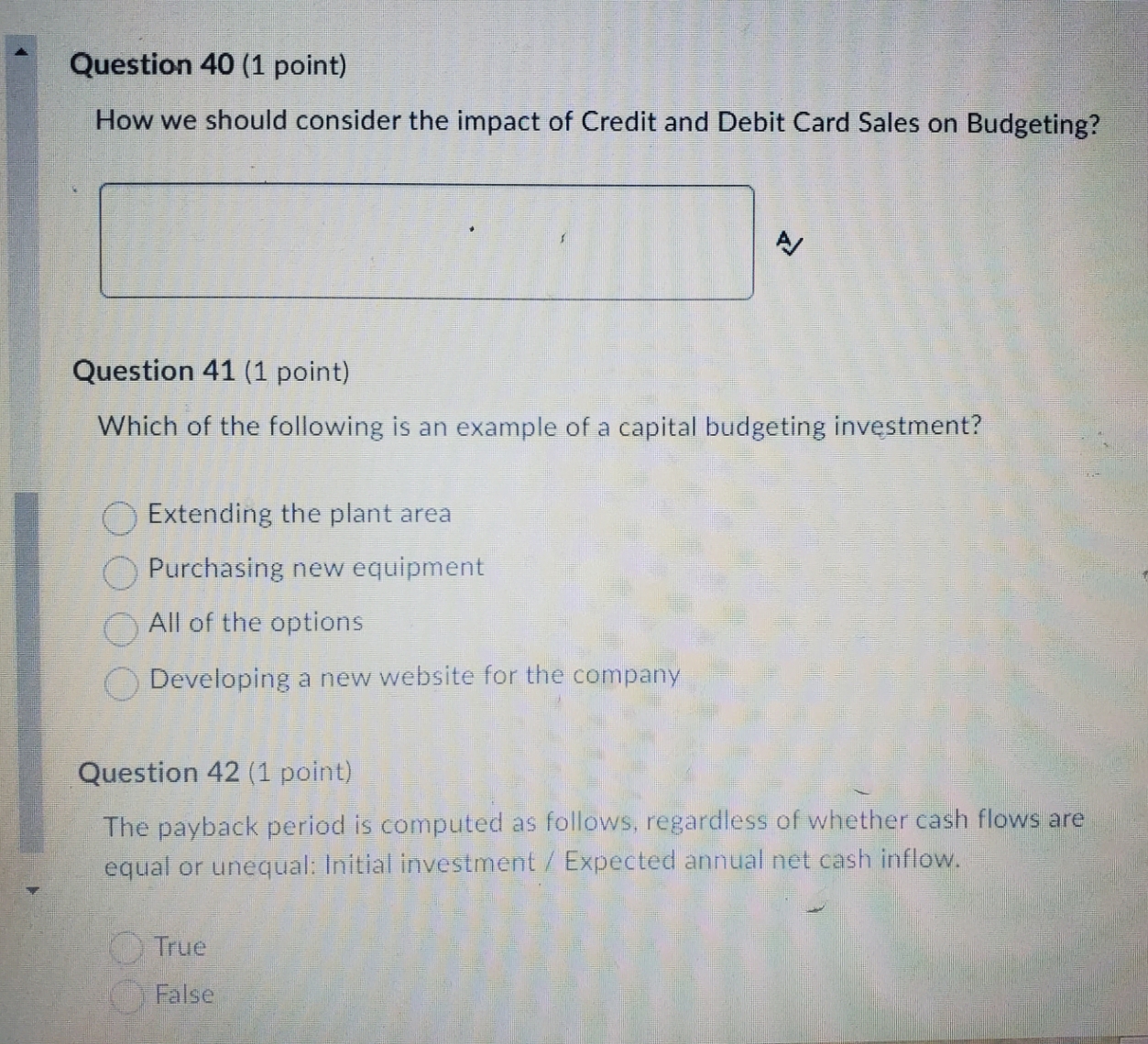 pls help me Question 40 (1 point) How we should consider the