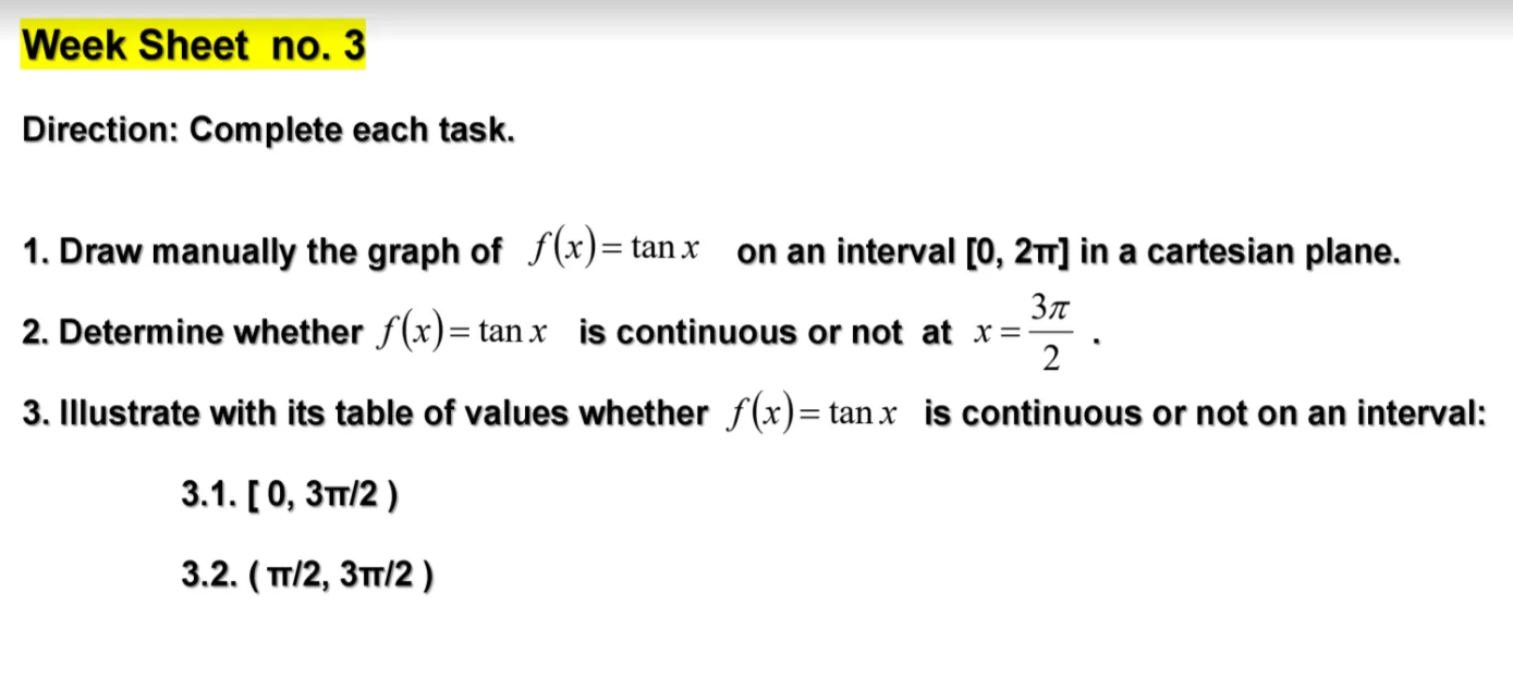 the graph of f(x) = tanx on an interval [0, 2Tr] in