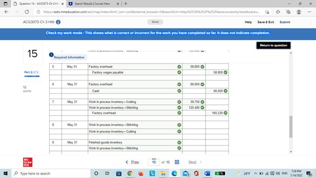 it does not indicate completion. Return to question 15 Stern Company manufactures